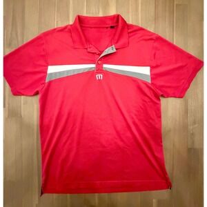 Travis Mathew Mens Red Golf Polo Shirt Size L Athletic Fit Short Sleeve